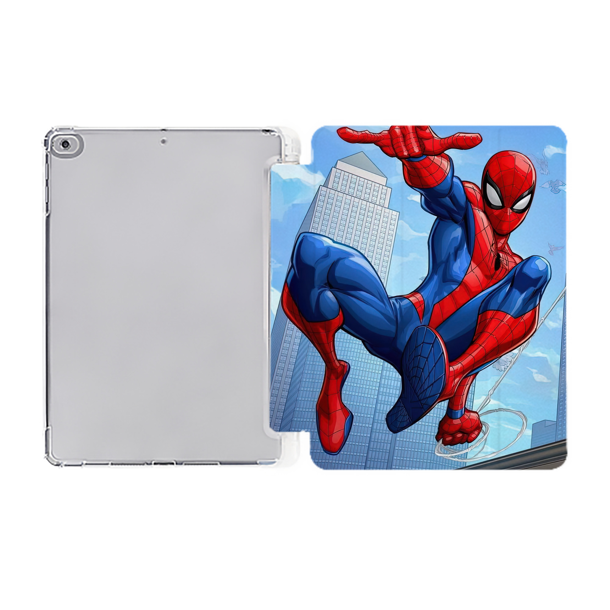 （画像用） Spider Man スパイダーマン IPad ケース ペン収納付き 三つ折りスタンド PUレザー×シリコン 対応機種9.5/10.5/10.9インチ